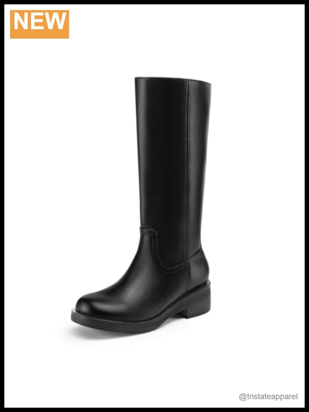 Women's Knee High Boots Round Toe Chunky Block Heel Faux Leather Side Zip